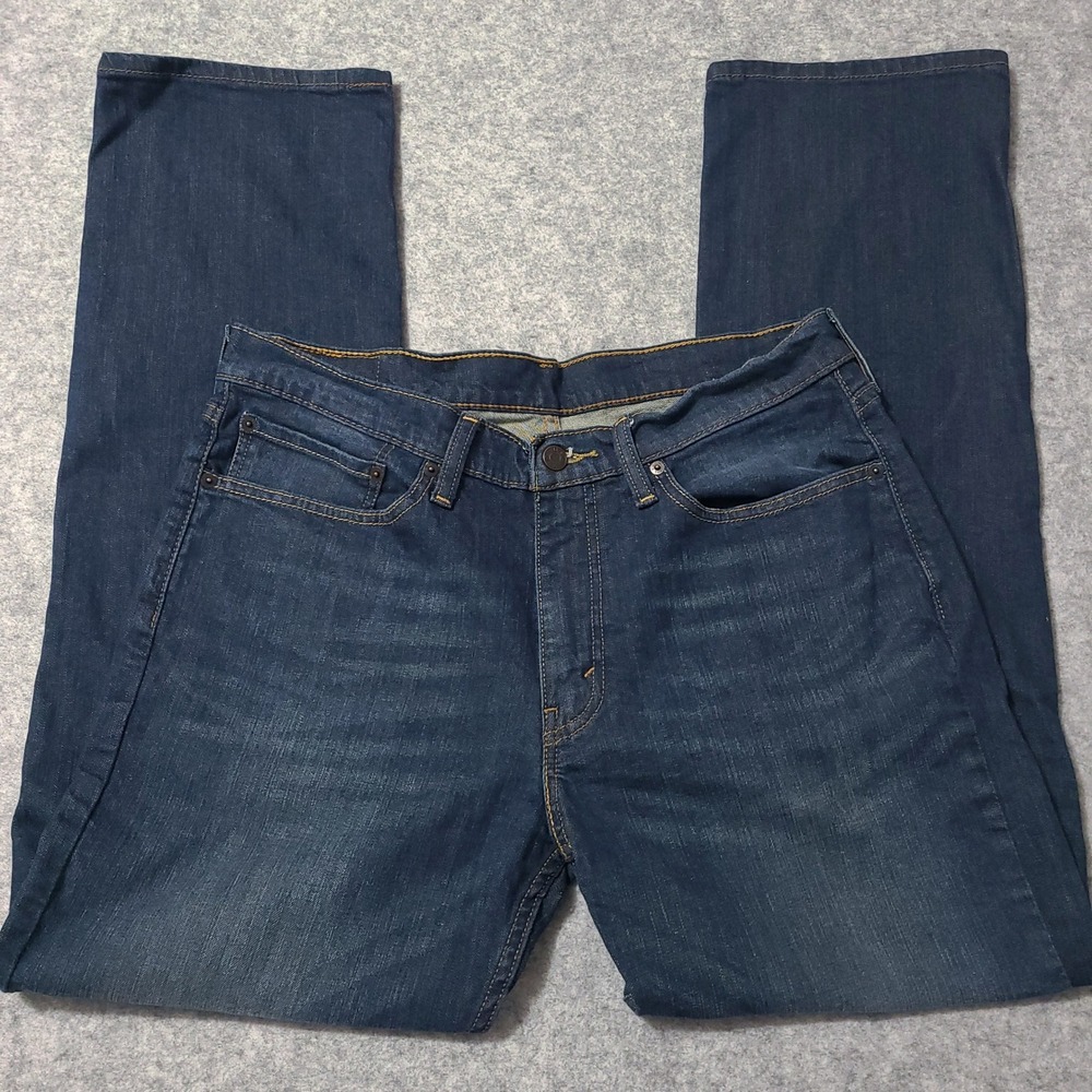 Levi's 514 Straight Fit Jeans Mens 34x32 Dark Wash Blue